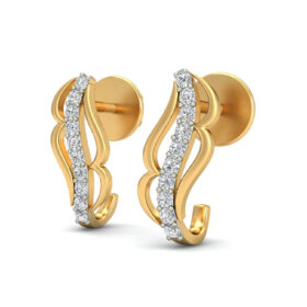 Casual hoop earrings 0.2 Ct Diamond Solid 14K Gold