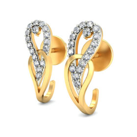 Charming diamond hoop earrings 0.34 Ct Diamond Solid 14K Gold