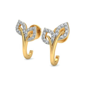 Classic gold hoop earrings 0.36 Ct Diamond Solid 14K Gold