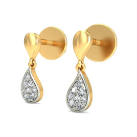 Glittering diamond Chandelier earrings 0.14 Ct Diamond Solid 14K Gold