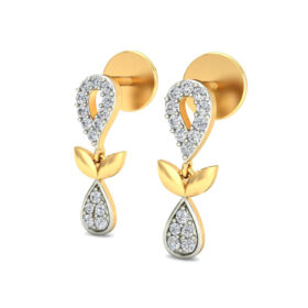 Glamarous gold Chandelier earrings 0.3 Ct Diamond Solid 14K Gold