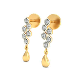 Floral Chandelier earrings 0.12 Ct Diamond Solid 14K Gold