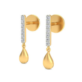 Fashionable gold Chandelier earrings 0.14 Ct Diamond Solid 14K Gold