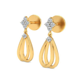 Stylish gold Chandelier earrings 0.15 Ct Diamond Solid 14K Gold