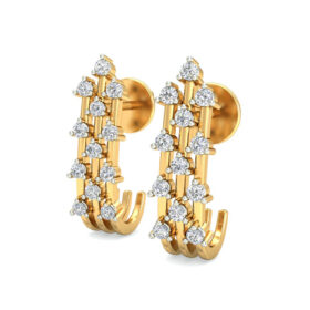Shimmering hoop earrings 0.24 Ct Diamond Solid 14K Gold