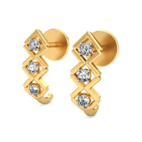 Innovative diamond hoop earrings 0.18 Ct Diamond Solid 14K Gold