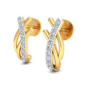 Adorable gold hoop earrings 0.18 Ct Diamond Solid 14K Gold