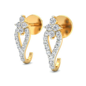 Bold hoop earrings 0.34 Ct Diamond Solid 14K Gold