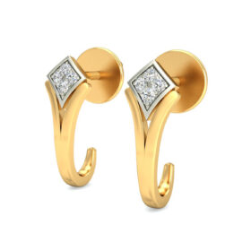 Stunning hoop earrings 0.08 Ct Diamond Solid 14K Gold