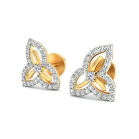 Casual gold stud earrings 0.6 Ct Diamond Solid 14K Gold