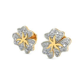 Contemporary gold stud earrings 0.3 Ct Diamond Solid 14K Gold
