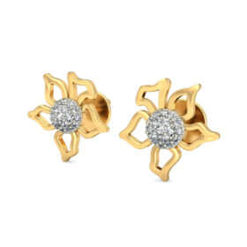 Designer stud earrings 0.35 Ct Diamond Solid 14K Gold