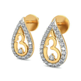 Handmade gold stud earrings 0.48 Ct Diamond Solid 14K Gold