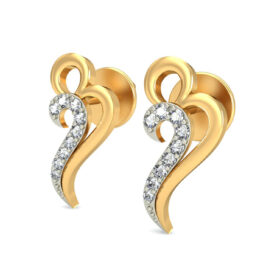 Handcrafted stud earrings 0.18 Ct Diamond Solid 14K Gold