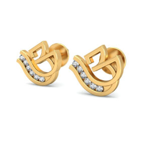 Glittering gold stud earrings 0.18 Ct Diamond Solid 14K Gold
