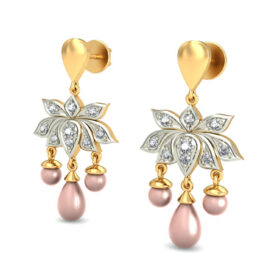 Lovely Chandelier earrings 0.18 Ct Diamond Solid 14K Gold