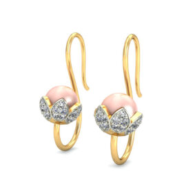 Precious dangle earrings 0.6 Ct Diamond Solid 14K Gold