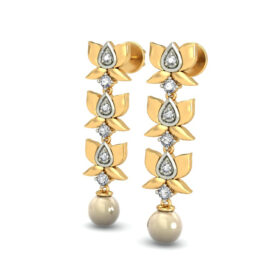 Bold Chandelier earrings 0.21 Ct Diamond Solid 14K Gold