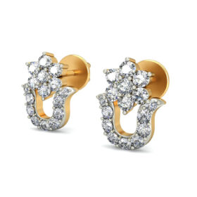 Classic gold stud earrings 0.24 Ct Diamond Solid 14K Gold