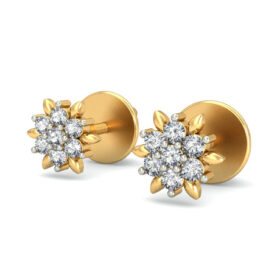 Handmade stud earrings 0.21 Ct Diamond Solid 14K Gold