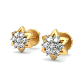 Fashionable diamond stud earrings 0.14 Ct Diamond Solid 14K Gold
