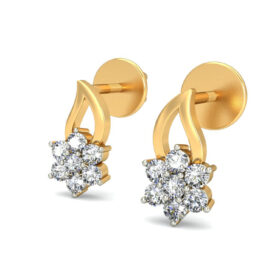 Exatic gold stud earrings 0.14 Ct Diamond Solid 14K Gold