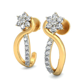 Lovely hoop earrings 0.3 Ct Diamond Solid 14K Gold
