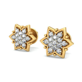 Stylish gold stud earrings 0.32 Ct Diamond Solid 14K Gold