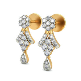 Innovative gold stud earrings 0.44 Ct Diamond Solid 14K Gold