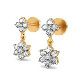 Brilliant gold stud earrings 0.33 Ct Diamond Solid 14K Gold