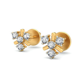 Sparking stud earrings 0.12 Ct Diamond Solid 14K Gold