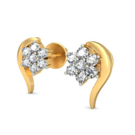 Casual gold stud earrings 0.21 Ct Diamond Solid 14K Gold