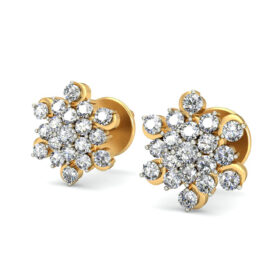 Brilliant gold stud earrings 0.57 Ct Diamond Solid 14K Gold