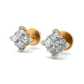Contemporary diamond stud earrings 0.12 Ct Diamond Solid 14K Gold