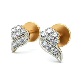Designer gold stud earrings 0.22 Ct Diamond Solid 14K Gold