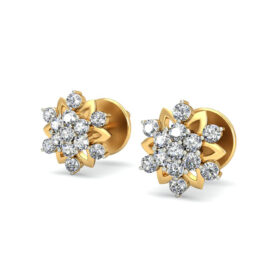Handcrafted gold stud earrings 0.39 Ct Diamond Solid 14K Gold