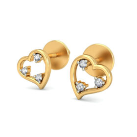 Fashionable heart earrings 0.06 Ct Diamond Solid 14K Gold