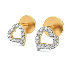 Exatic diamond heart earrings 0.17 Ct Diamond Solid 14K Gold