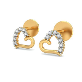 Lovely heart shaped earrings 0.14 Ct Diamond Solid 14K Gold