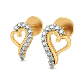 Stylish heart shaped earrings 0.22 Ct Diamond Solid 14K Gold