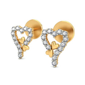 Stunning gold heart earrings 0.28 Ct Diamond Solid 14K Gold