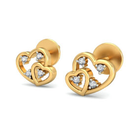 Shimmering diamond heart earrings 0.08 Ct Diamond Solid 14K Gold
