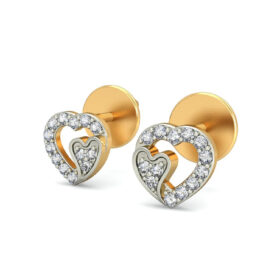 Adorable gold heart earrings 0.17 Ct Diamond Solid 14K Gold