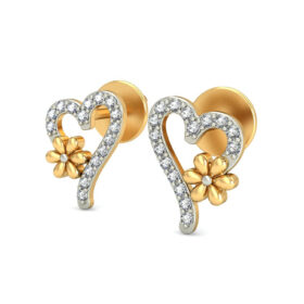 Beautiful heart earrings 0.23 Ct Diamond Solid 14K Gold