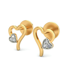 Bold diamond heart earrings 0.06 Ct Diamond Solid 14K Gold