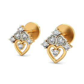 Charming heart earrings 0.16 Ct Diamond Solid 14K Gold