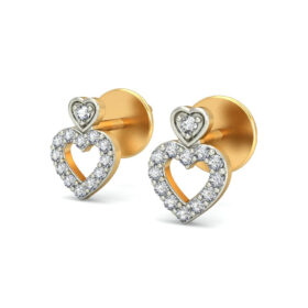 Classic diamond heart earrings 0.2 Ct Diamond Solid 14K Gold