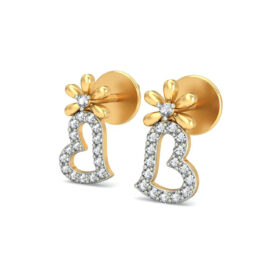Designer gold heart earrings 0.24 Ct Diamond Solid 14K Gold
