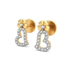 Dramatic heart earrings 0.24 Ct Diamond Solid 14K Gold