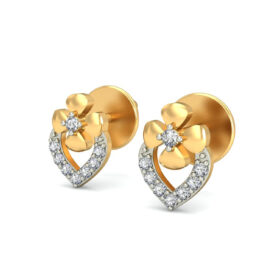 Elegant diamond heart earrings 0.12 Ct Diamond Solid 14K Gold